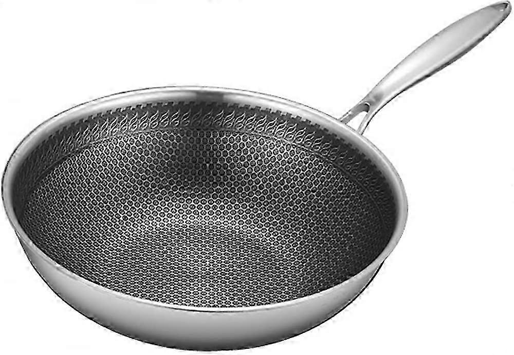 25-26 Mesh Wok pan with mesh Coating Suitable for All Types of stoves, Including Induction stoves Stainless Steel, 32cm