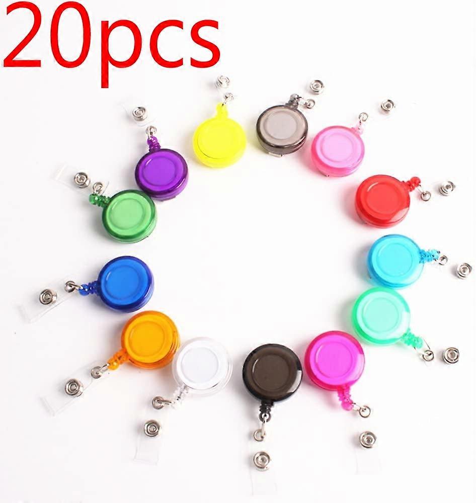 OBOSOE Retractable Badge Reels,20 Pack Badge Clips Holder for Name ID Card Key Card, Random Color