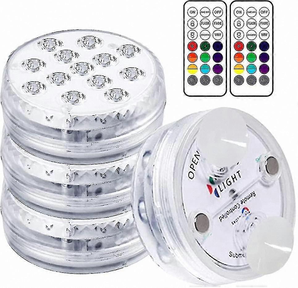 LED Pool Lighting, Waterproof Underwater Light with Remote Control, IP68 Magnetic Fixture, 13 LEDs, Color-Changing for Festive Decor