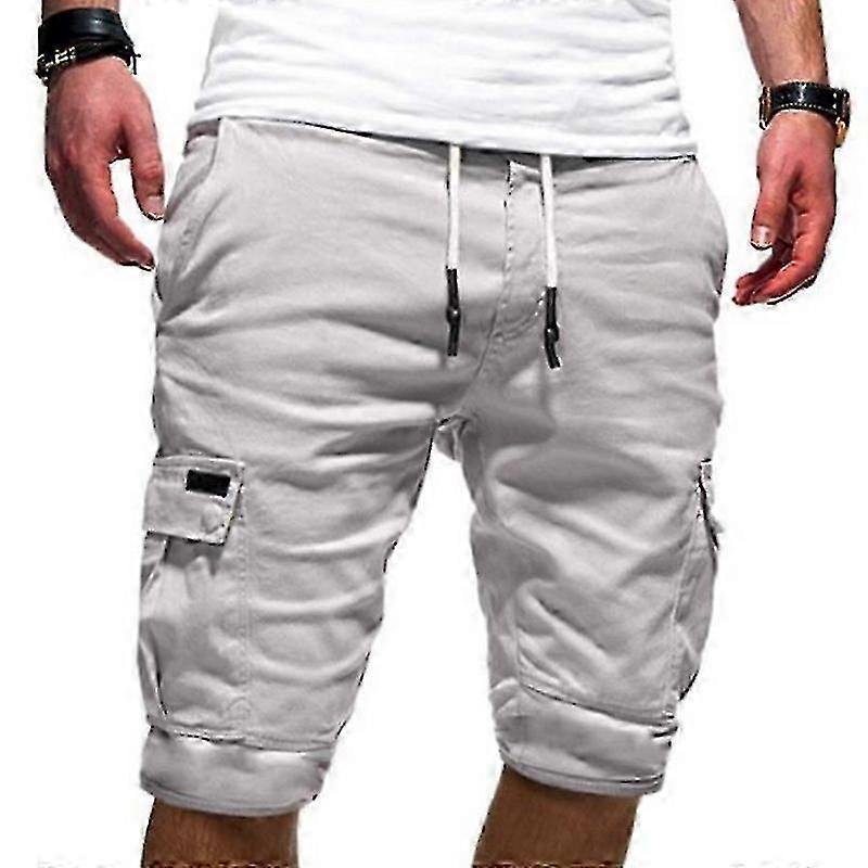 Men's 3/4 Length Cargo Work Shorts with Elasticated Waist and Multi Pockets