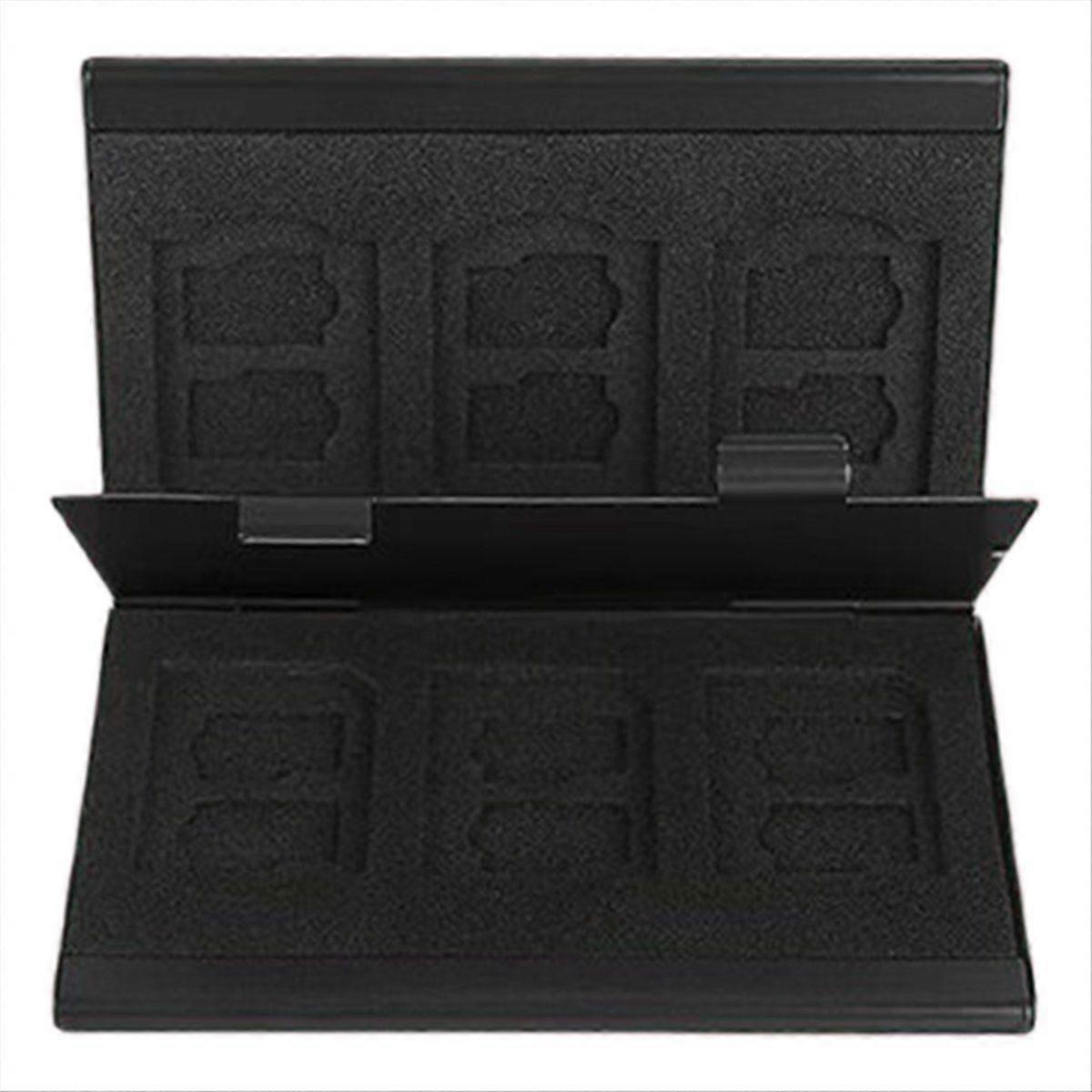 SD Card Holder SD Card Case Aluminum Alloy Hard Shell,Double Layer Capacity for 6 SD Cards and 12 T