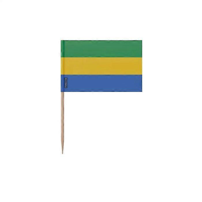Toothpicks Gabon Flag - 6.5 cm - 100 pieces - Adhesive plastic - Bamboo stick - Pixelforma
