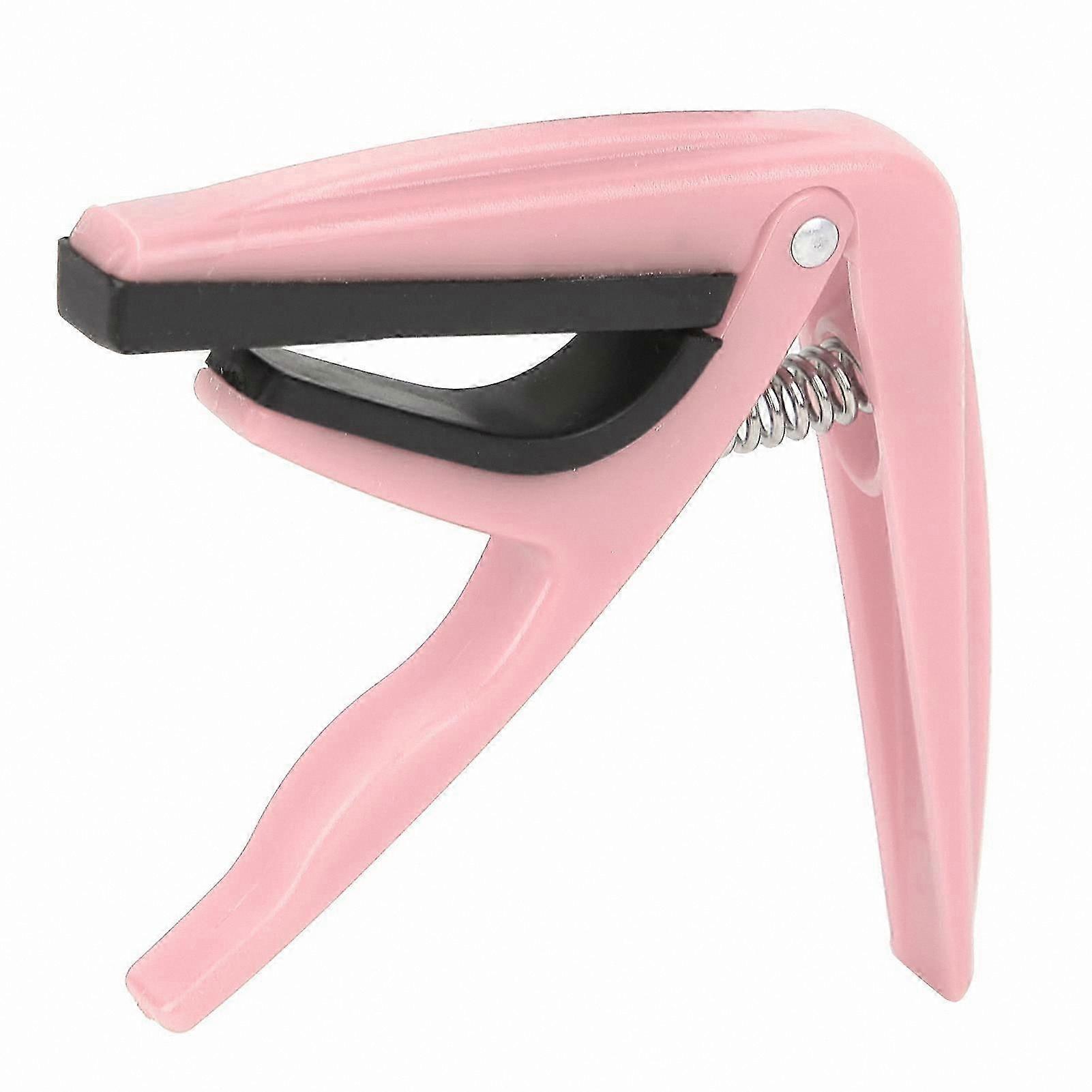 Pink Plastic Capo for Ukulele and 4-String Guitars, Spring-Loaded Design for Quick Pitch Adjustment