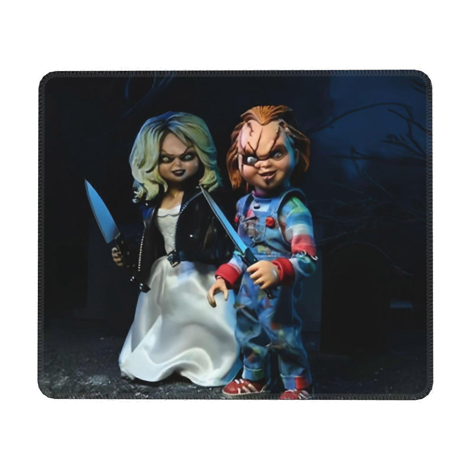 Bride Of Chucky Mouse Pad with Stitched Edge, Non-Slip Rubber Base, Washable Lycra Cloth, Compatible with Computers and Laptops