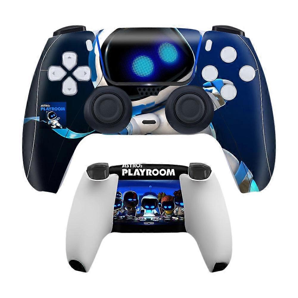 For PS5 Controller Skins Small Robot Design Front and Back Protective Stickers Waterproof Scratch Resistant