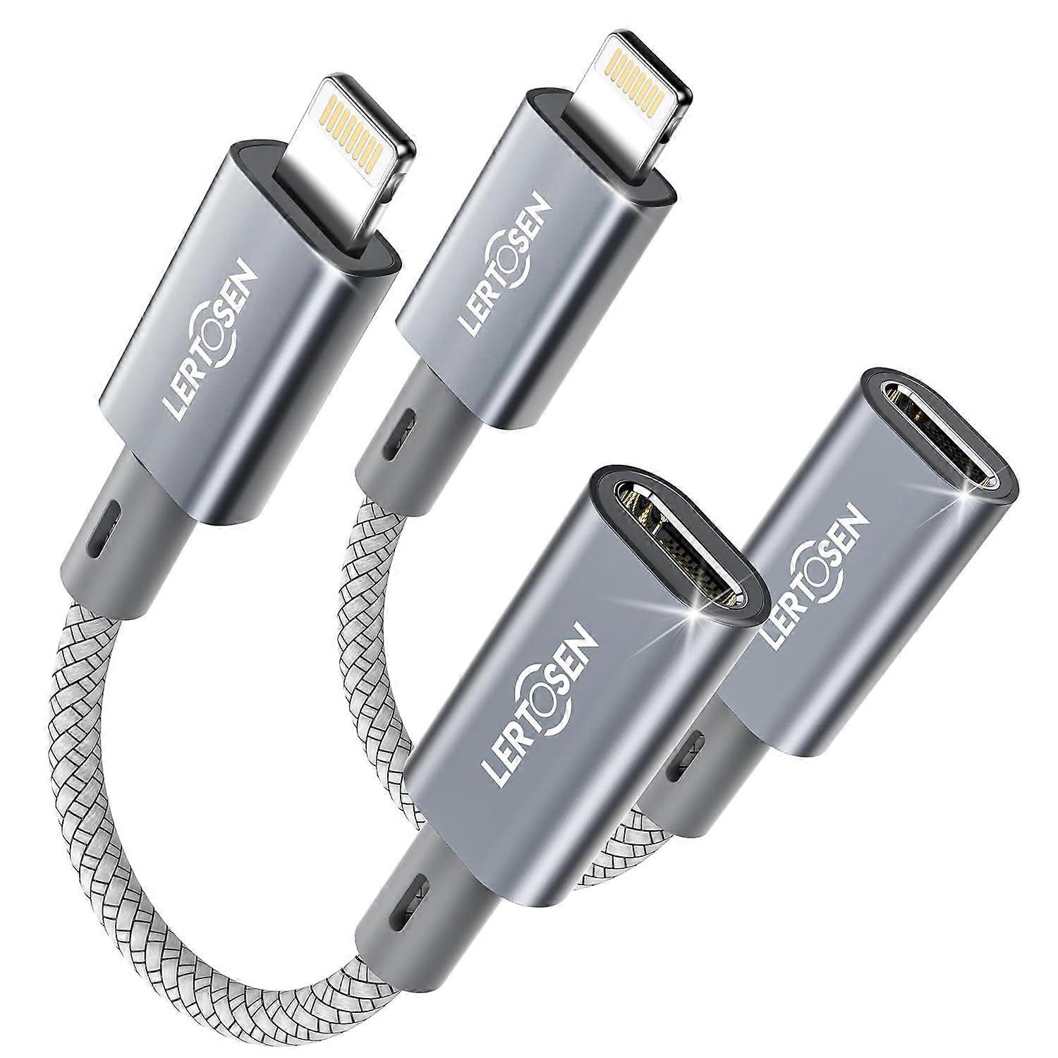 2 Pack 27W USB C Female to Lightning Male Cable Adapter, Type C Converter Cord Connector with Fast Charging & Data Transfer for iPhone 14/13/12/11,iPa