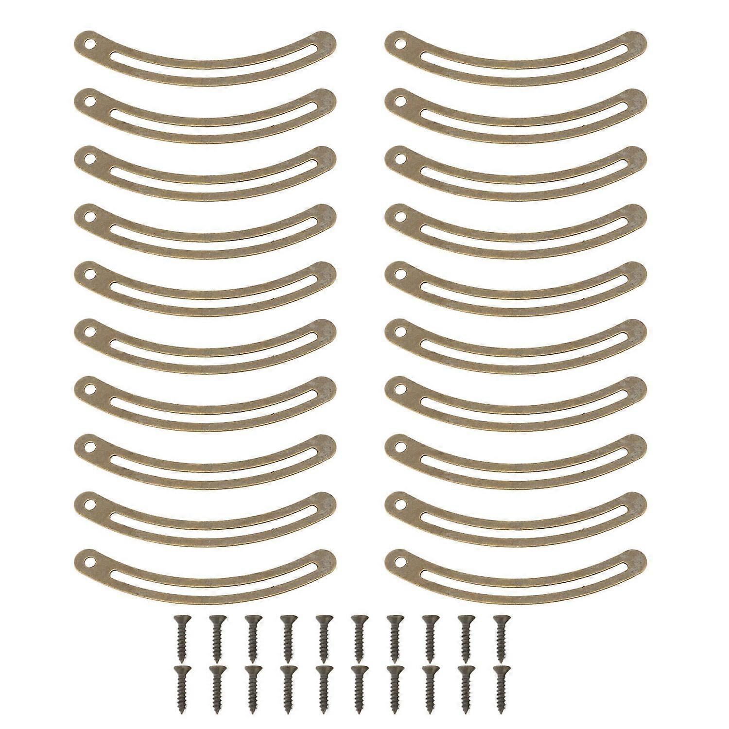 20 Set Lid Support Hinge Metal Retro Lid Stay Hinge with Screw for Cabinet Box Furniture Bronze Colo