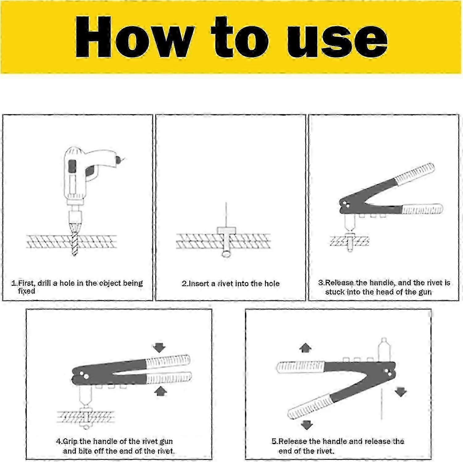 Pistolet à rivet manuel robuste Ensemble de riveteur à main professionnel Serveteuse à main Pistolet de rivetage amovible (riveteuse à main) 2025