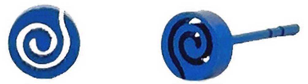 Ti2 Titanium Whirlpool Stud Earrings - Dark Blue