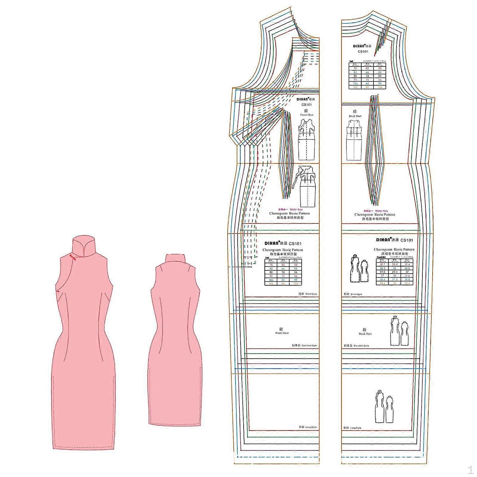 Qipao Basic Pattern Prototype Template Lady Maker Illustration Ruler