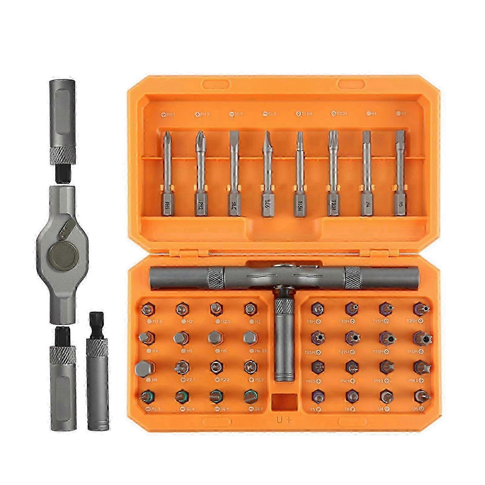 42 in 1 Versatile 58 Tooth Ratchet Screwdriver Set with 40Pcs Alloy Steel Bits Combination Tools