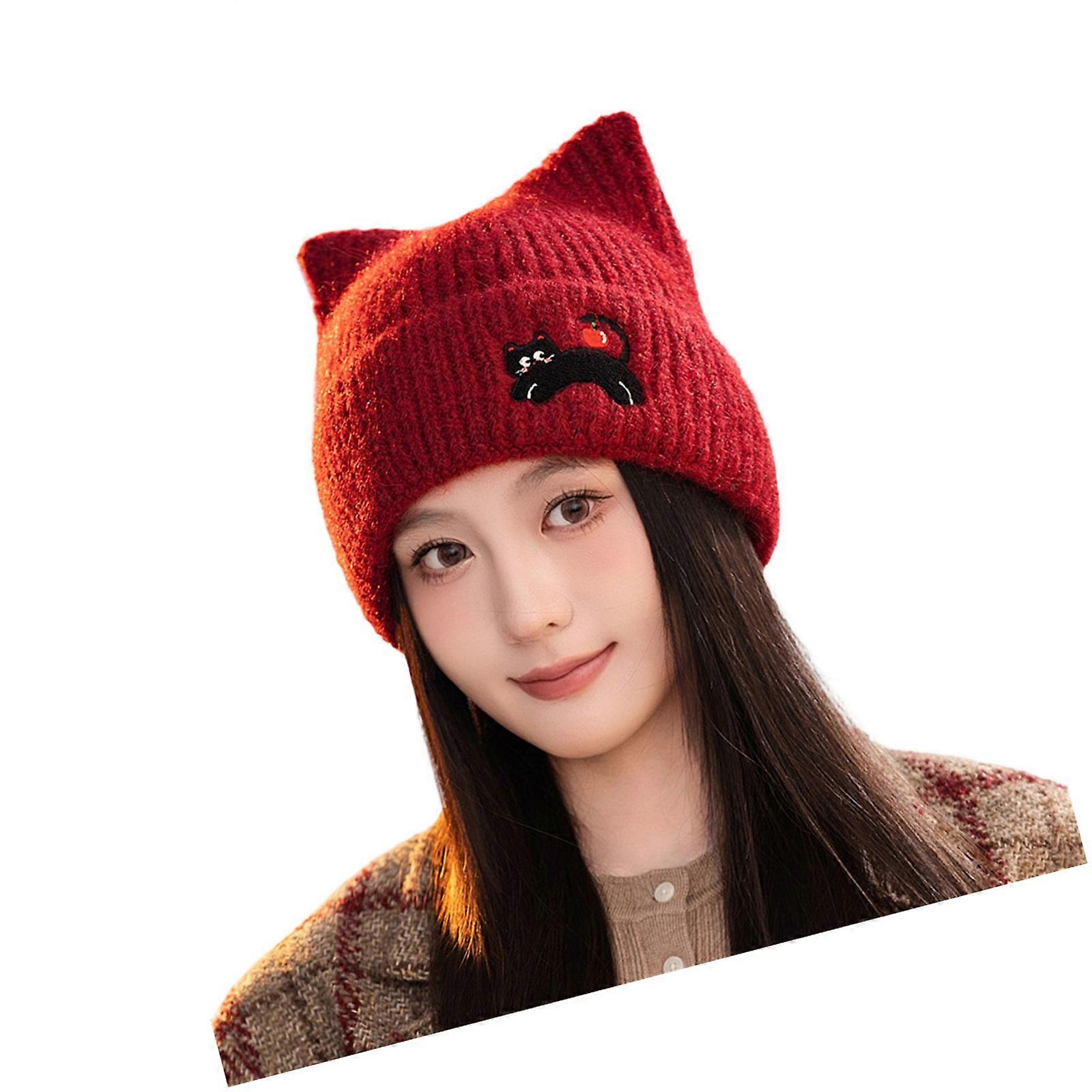 Lovely Pattern Hat Gothicism Hat Stretchable Winter Hat Comfortable Lovely Hat Suitable for Various Occasion  Red