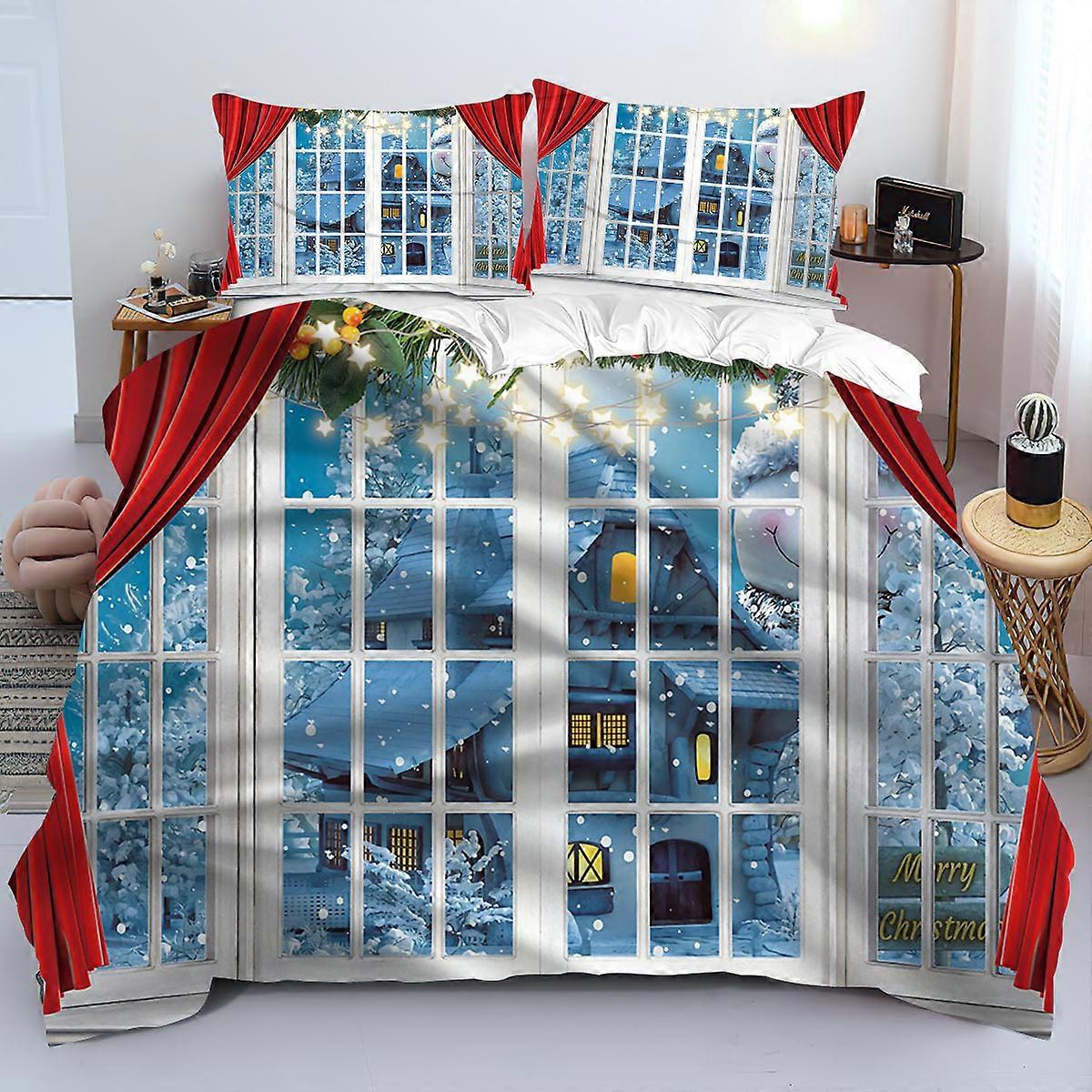 Christmas digital print brushed bedding set