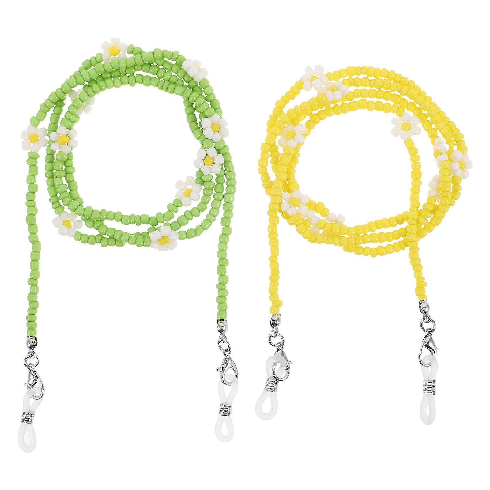 Eyeglass Cord Beaded Eyewear Strap Stylish And Durable For Office Workers Multi Color 2Set