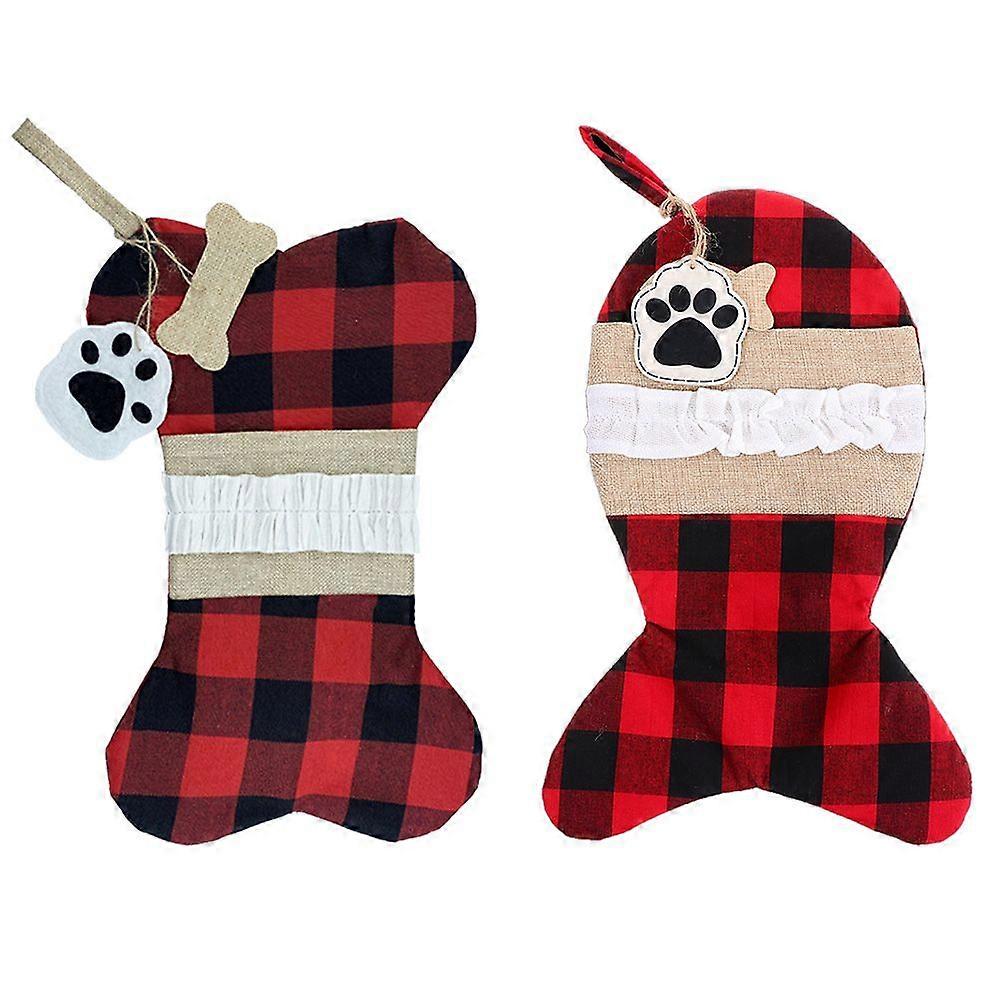 2pcs Xmas Hanging Sock Xmas Candy Pouch Small Gift Bag Creative Candy Bag