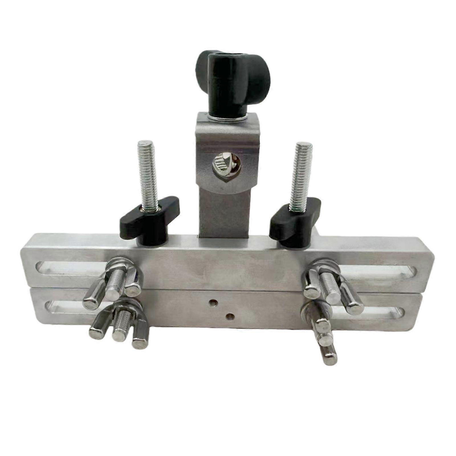 Multi Size Tambourine Holder Foldable Metal Stand Adjustable Height Slip Resistant Clamp for Handbell Instrument Storage Multicolor