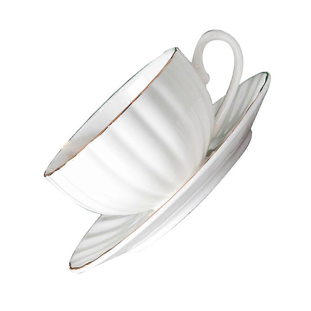 Ceramic Coffee Cups Set with Saucer for Home White Delicate Mug