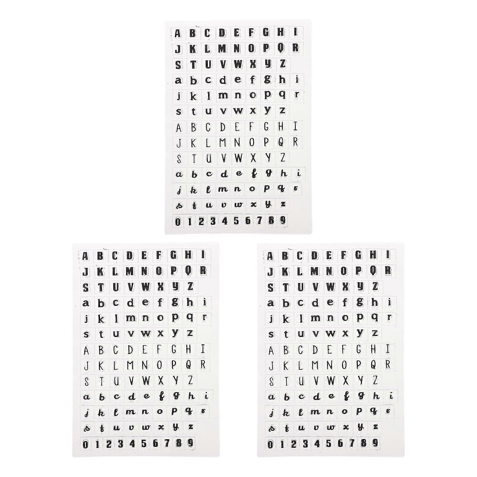3 Sets Alphabet Clear Stamps Transparent Stamps Uppercase Lowercase Number Set