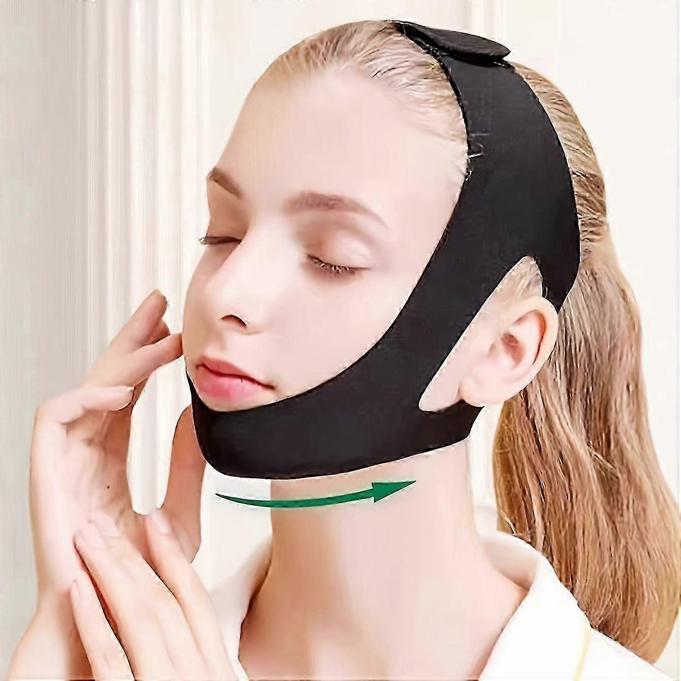 Snoring Chin Strap Sleep Aid Tool Pull-Down Black