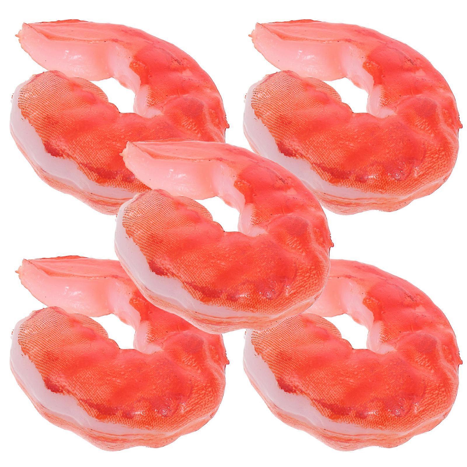 Plastic Shrimp Models for Display 5Pcs Lifelike Artificial Shrimp