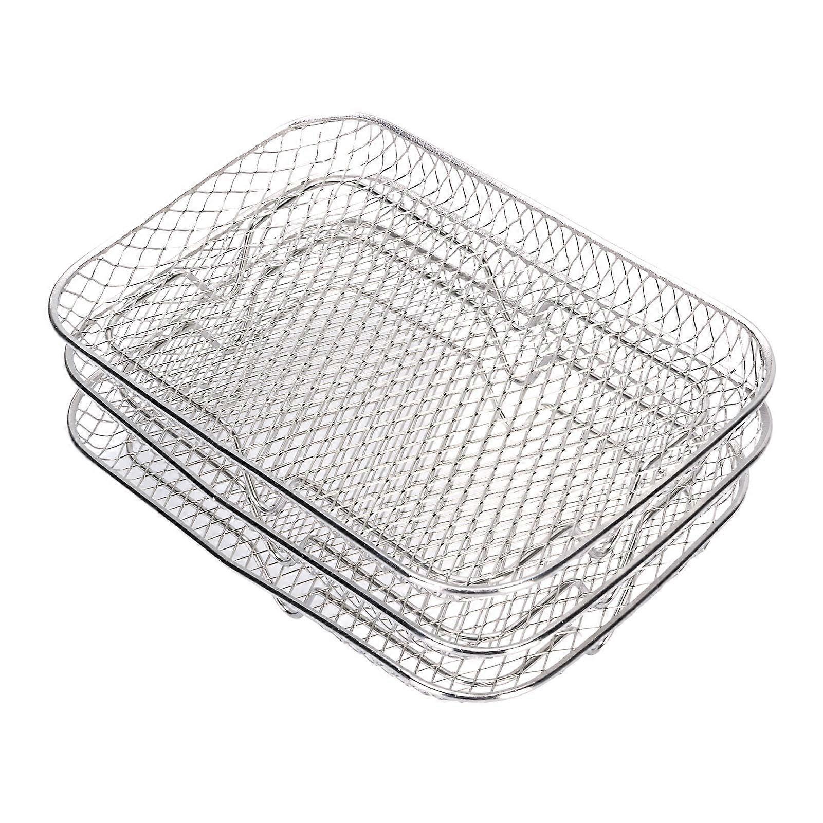 Air Fryer Rack with Stainless Steel Basket, ThreeLayer Stackable, Rectangular and Dishwasher Safe
