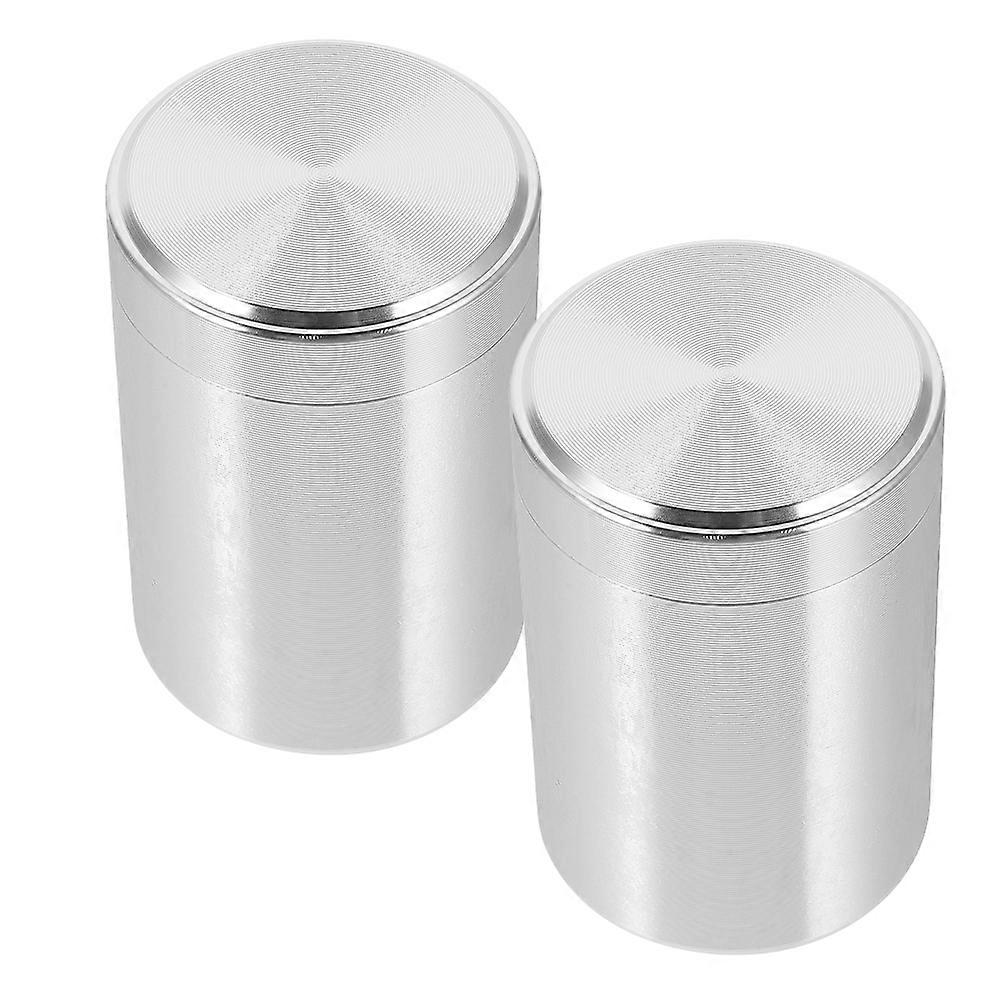 Portable Silver Titanium Alloy Tea Canisters for Airtight Use 2Pcs Set