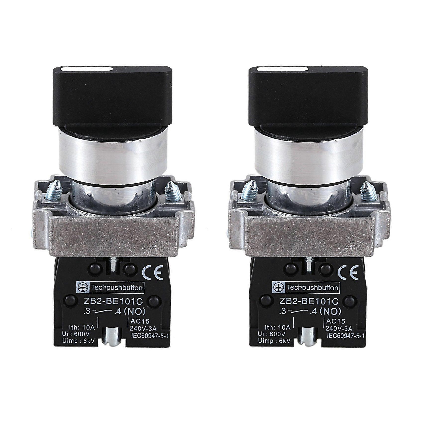 2X 22mm Latching 2 NO 3-Position Rotary Selector Select Switch ZB2-BE101C Black