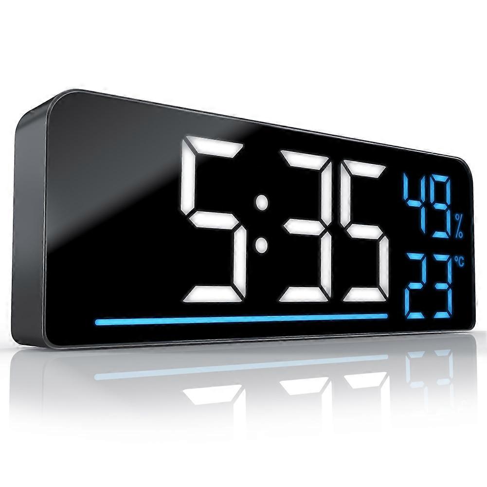LED Alarm Clock Digital - LED Large Display 24 cm Colour Display - Temperature Display Humidity Time