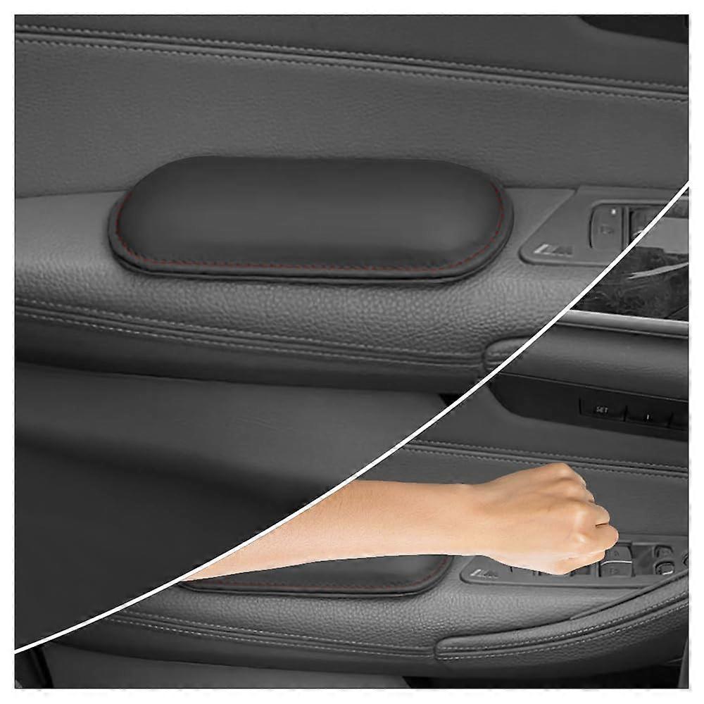 2PCS Car Door Armrest Pads Memory Foam Leather Cushion for Elbow and Knee Support Universal Black