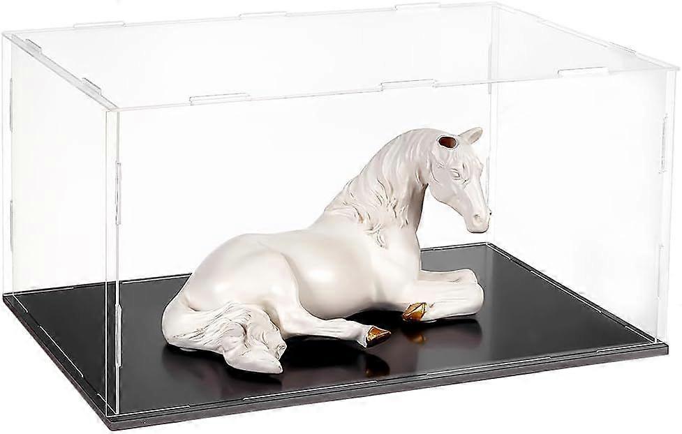 Clear Acrylic Display Case Self-Assembly Acrylic Display Box Stand for Hobby Collectibles Rectangle Plastic Clear Dust Cover Showcase with Black Base 