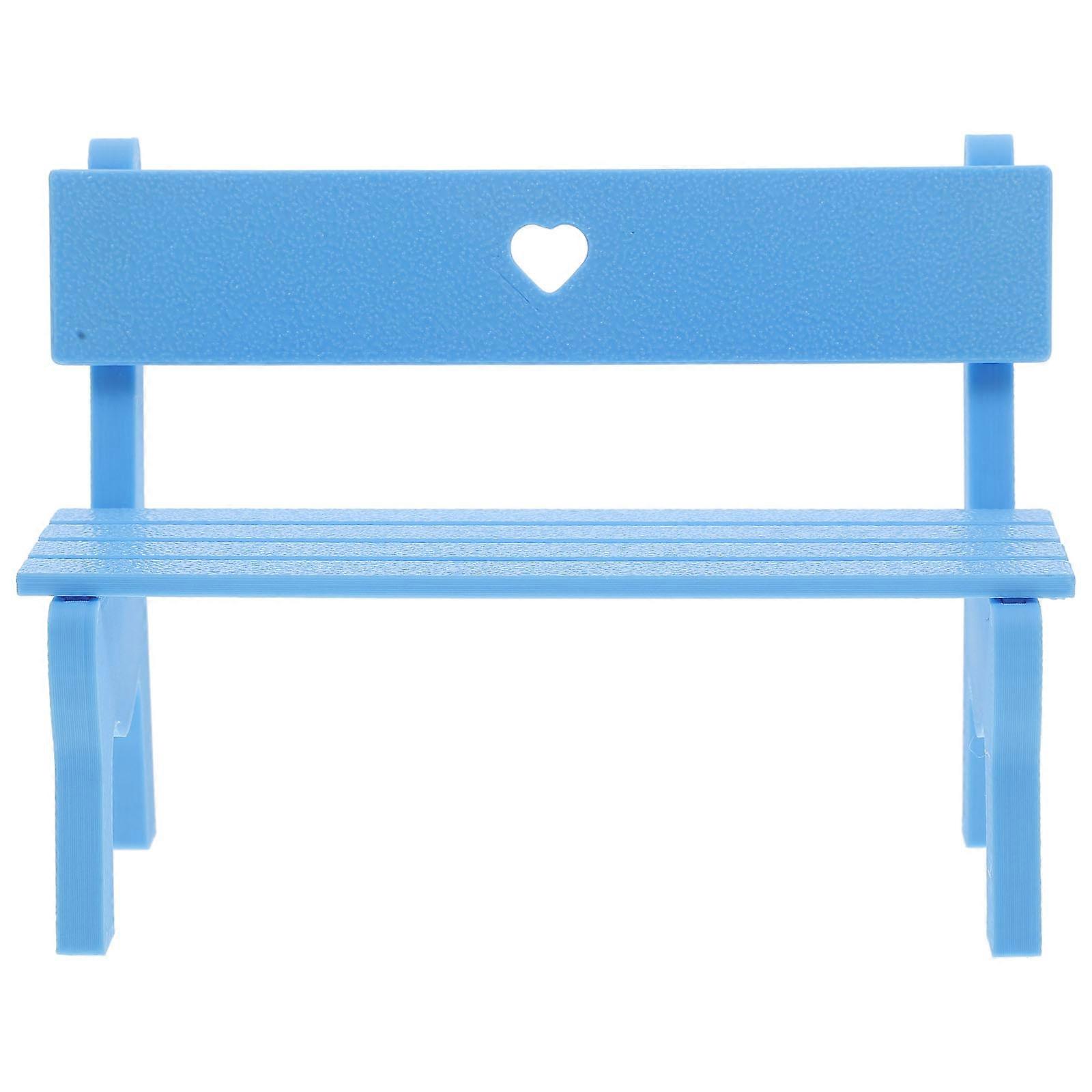 Miniature Park Bench Model for Micro Landscape Blue Plastic Decor