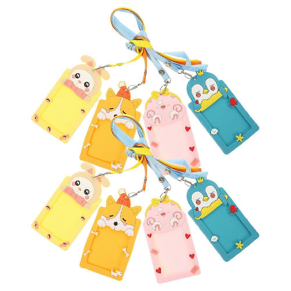 Assorted Color Cartoon Id Badge Holders for Storage 8Pcs with Neck Strap