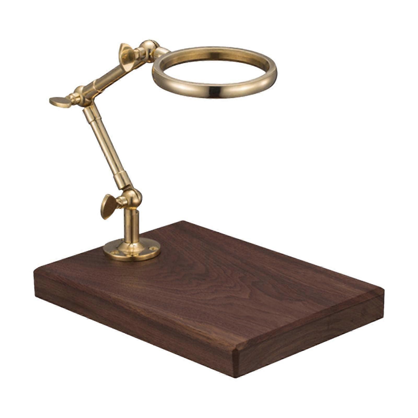 Pour Over Coffee Dripper with 360° Rotating Detachable Brass Stand and Stable Wood Base