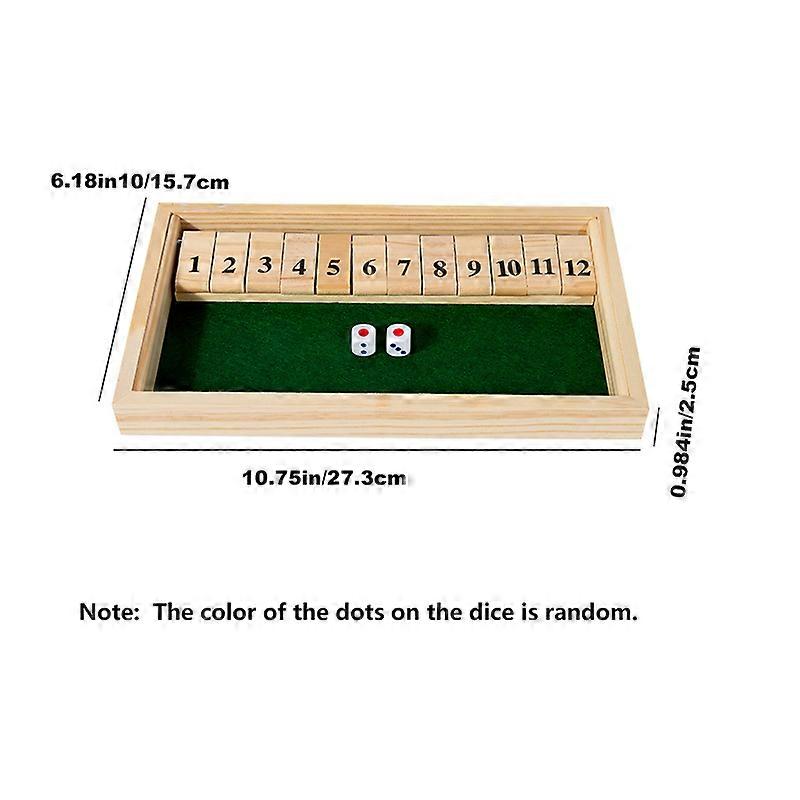 Shut The Box Game-Wooden Number Board Game with 2 Dice, Portable Travel-Family Party Game for Adults & Youngsters, Strategy Game