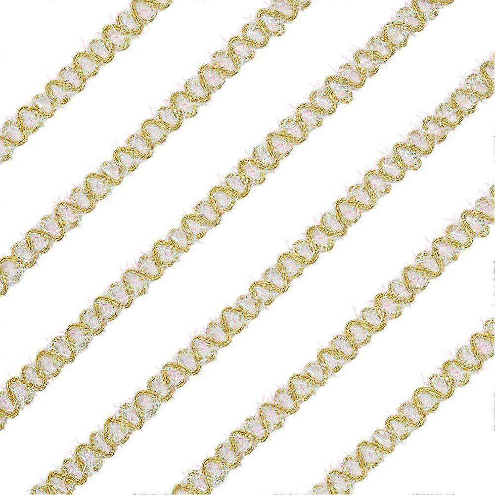 18 Yards Gold Gimp Braid Trim 14mm Metallic Edge Trim Polyester Woven Ribbon Gold Gimp Braid Scroll Trim for DIY Sewing and Crafts Curtain Lampshade H
