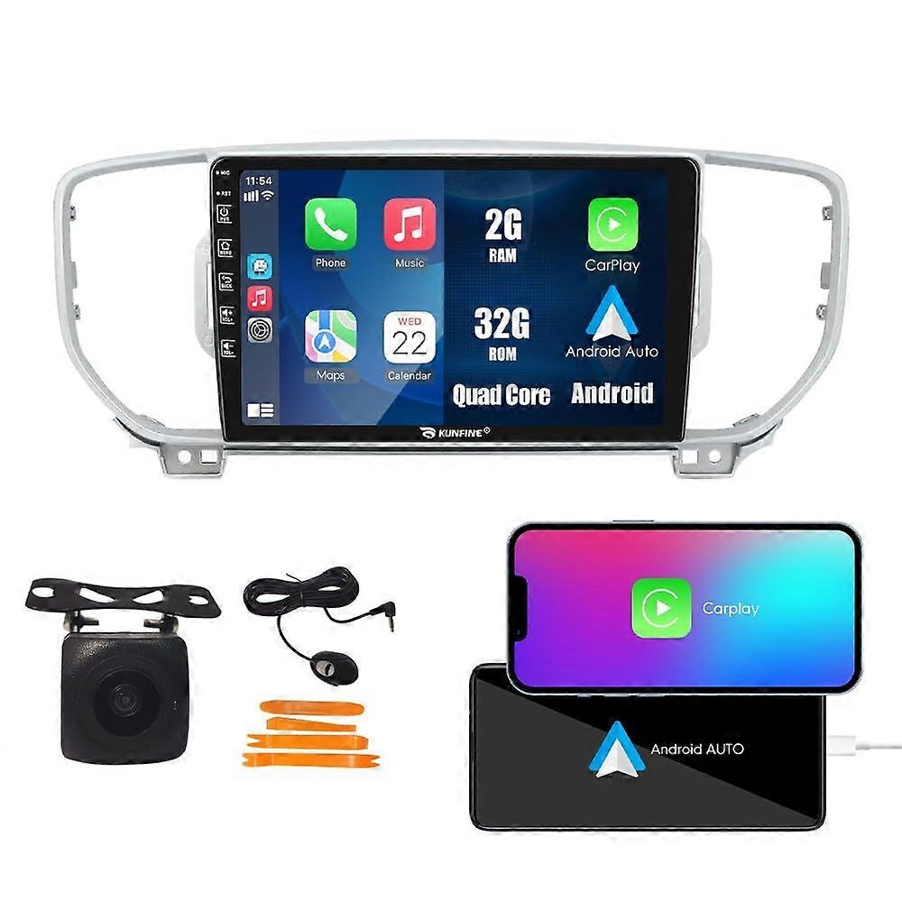 CarPlay Android Auto Head Unit with GPS Navigation, 9' Touchscreen Stereo for Kia Sportage 20162018