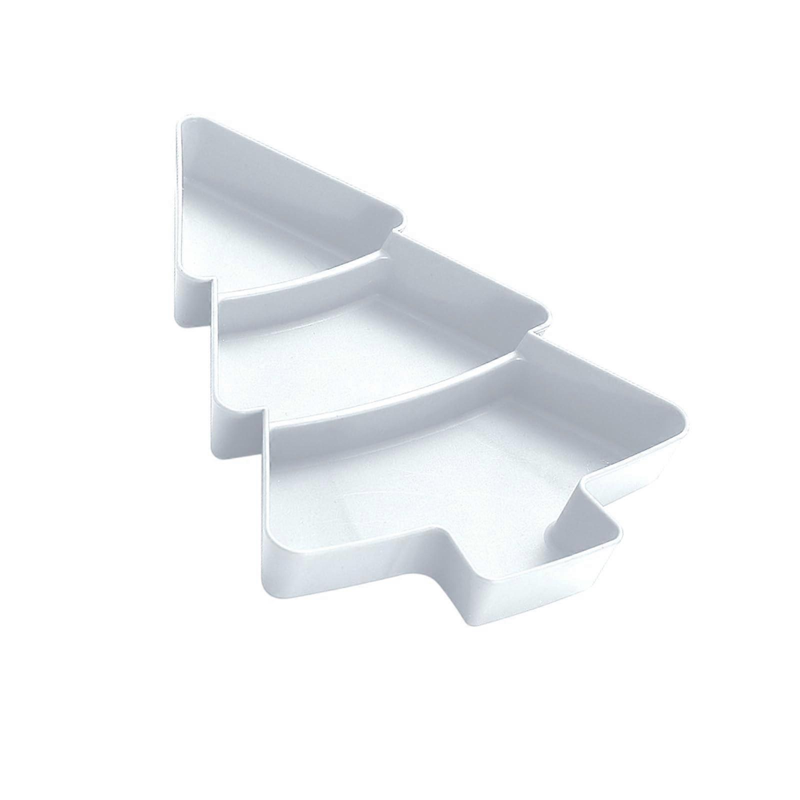 Christmas Tree Snack Serving Tray with Compartments, White Holiday Candy and Nut Platter