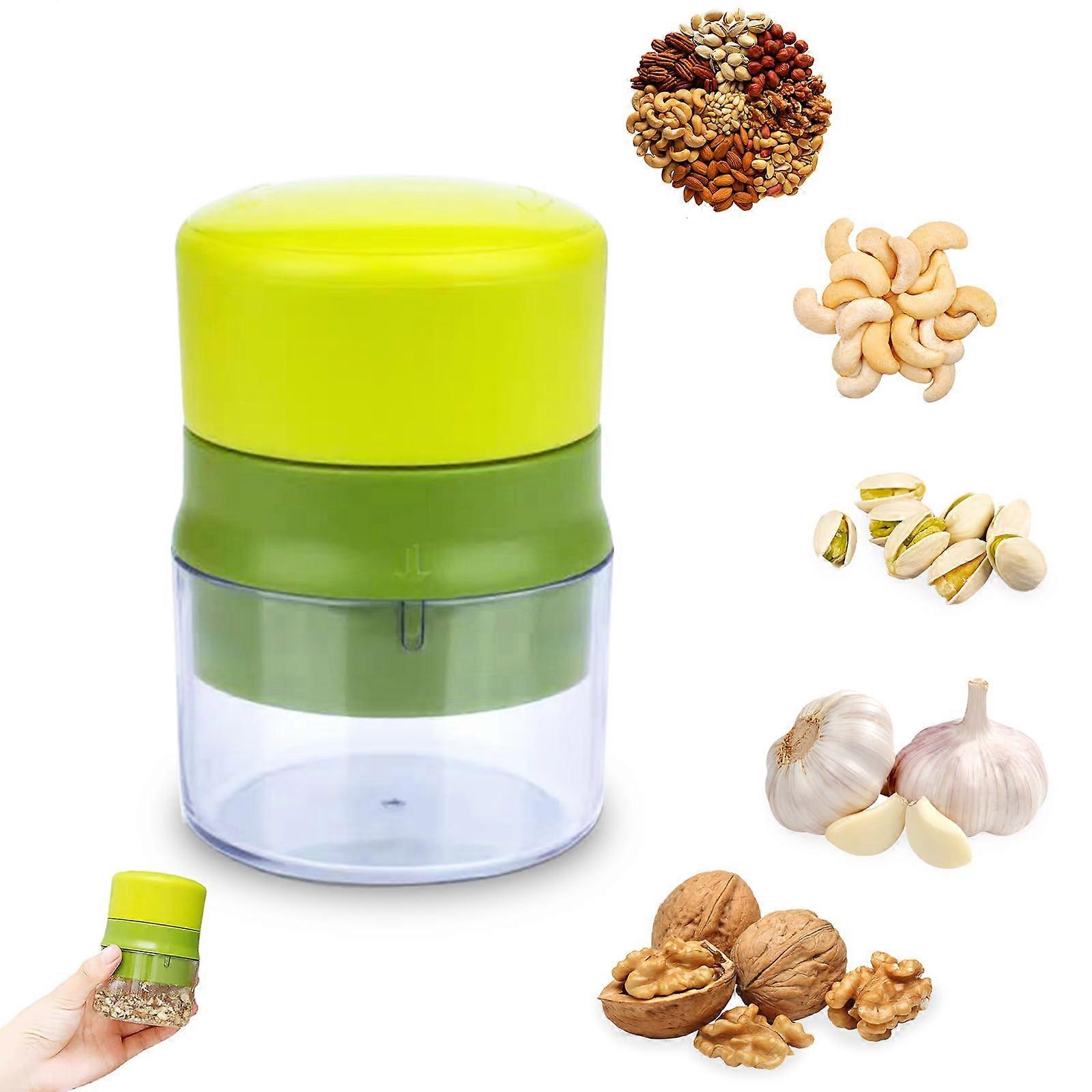 Manual Nut Grinder with Fast Chopping and Storage for Walnuts Almonds Pecans Hazelnuts, Green