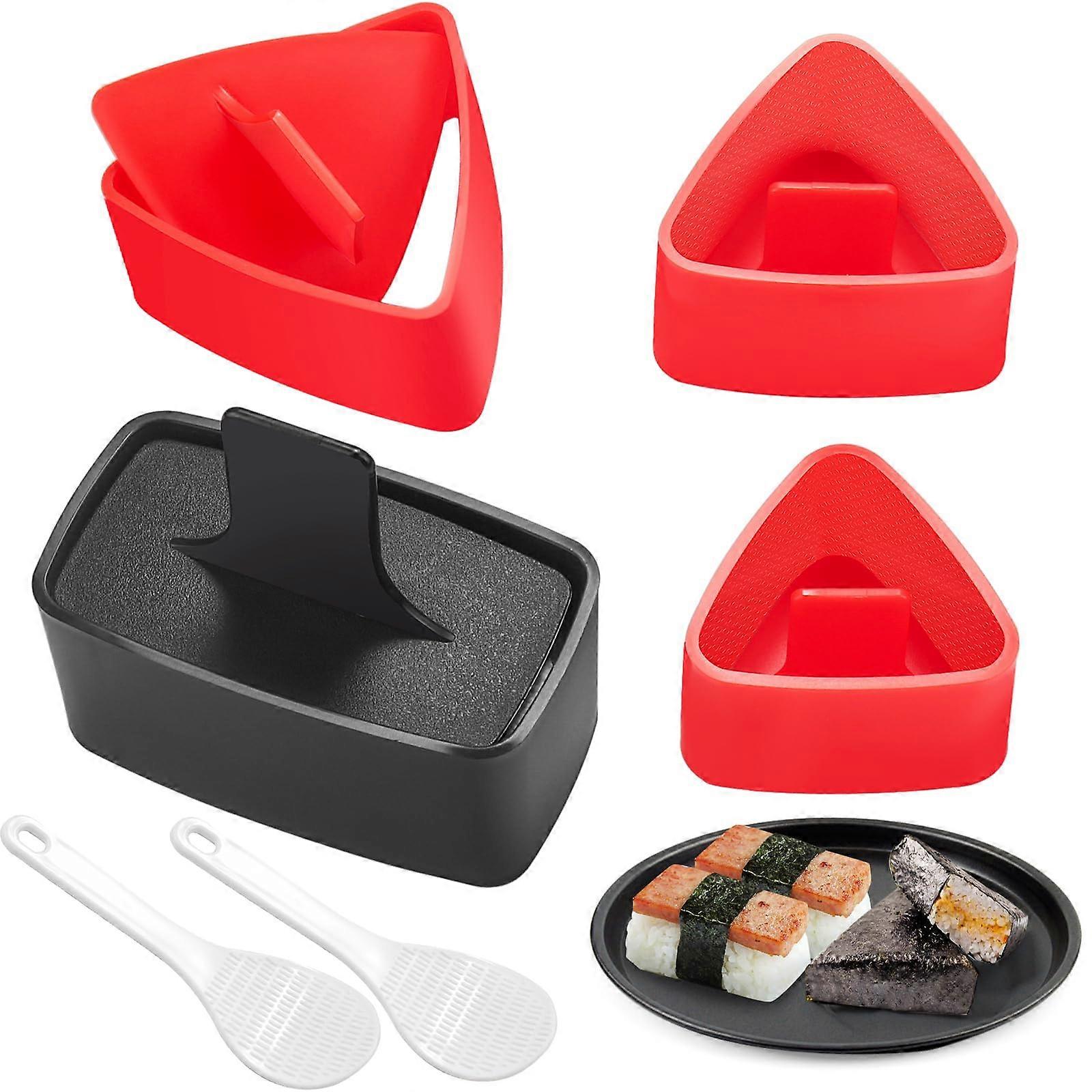 Onigiri Mold Set with Rice Paddle, 4 Pack Triangle Rice Ball Maker, Sushi Making Kit for Beginners