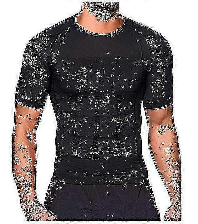 Gilet a compressione spandex e nylon a maniche corte da uomo