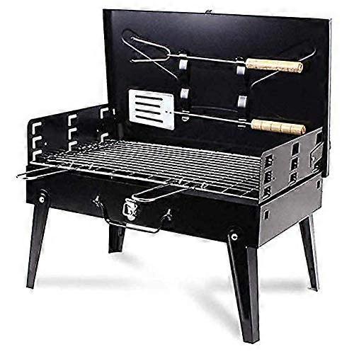 Large Outdoor Charcoal BBQ Grill with Wheels, Low Smoke Vent, Adjustable Flame for Backyard