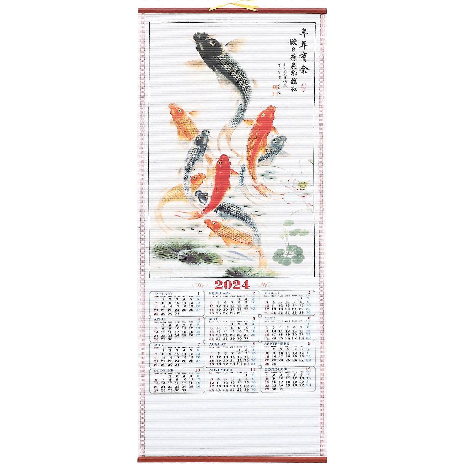 Dragon Year Calendar Chinese Calendar Scroll for Home Use