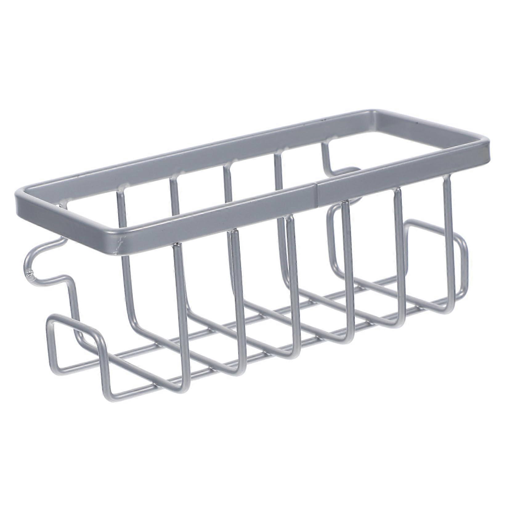 Kitchen Sink Sponge Holder Rustproof Iron Mesh Organizer with Secure Suction Mount for Soap and Brush