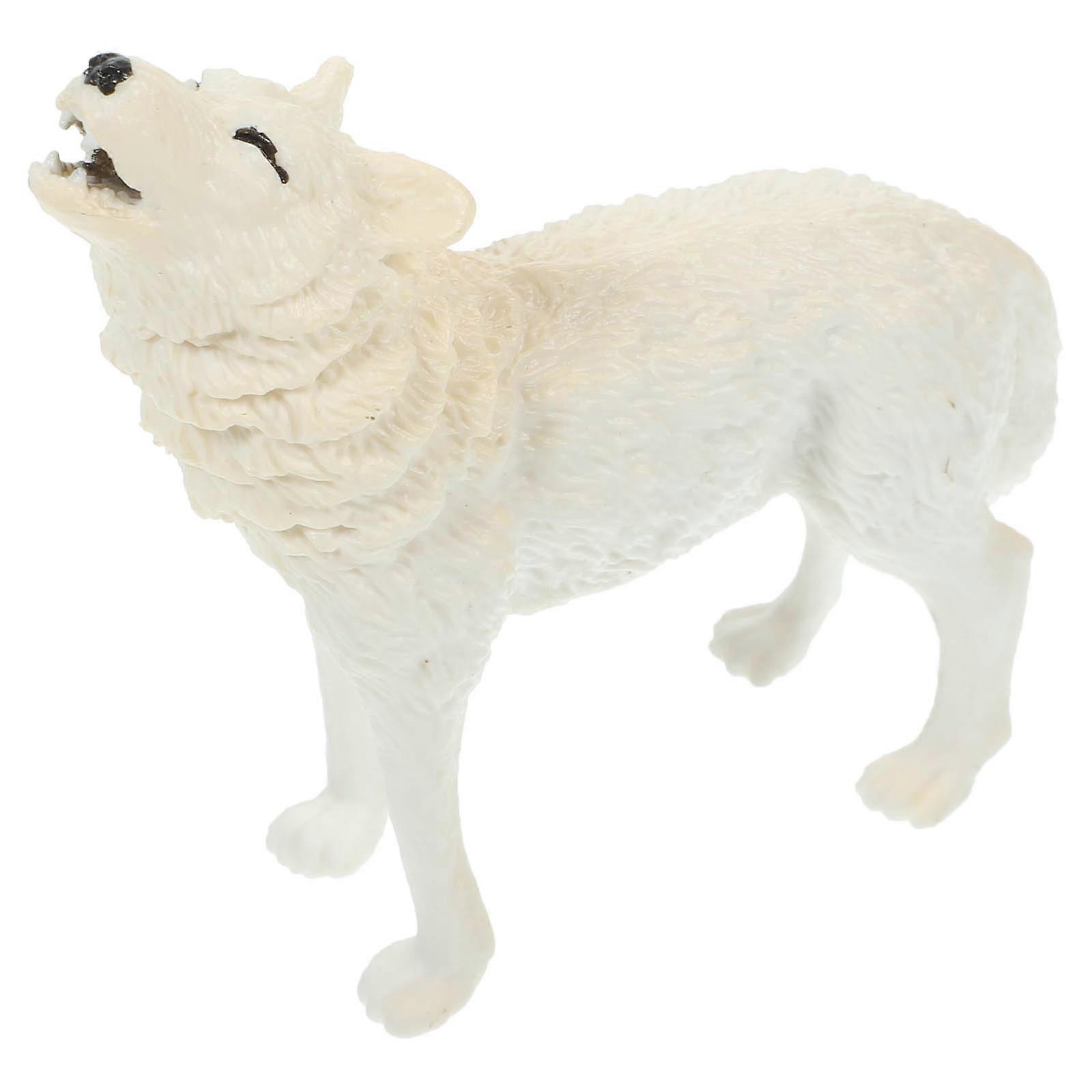 Static Wolf Figurine for Desktop Decor Realistic Animal Model