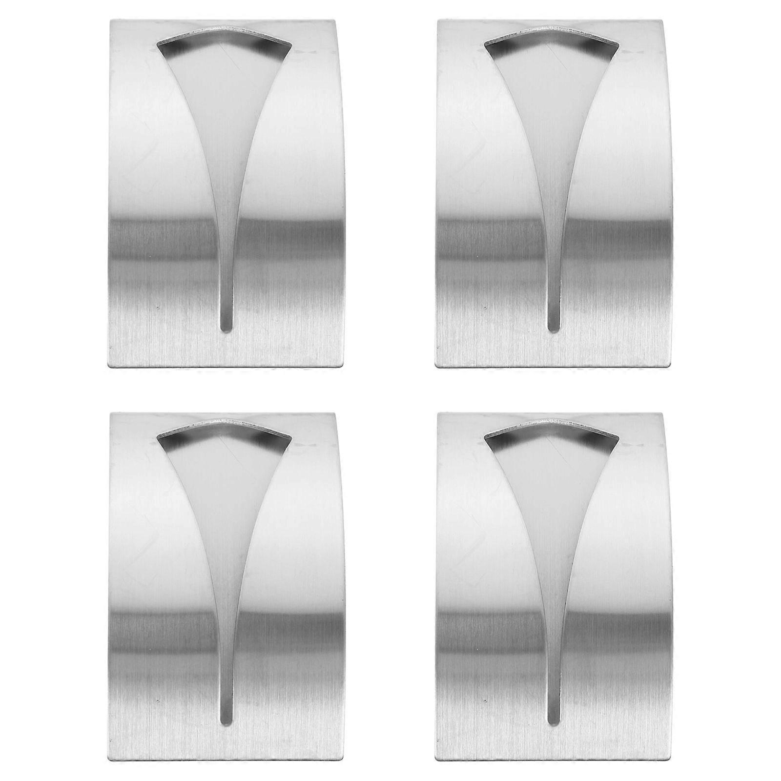 Kitchen Hanging Hook Silver Stainless Steel for Towel Storage 4Pcs