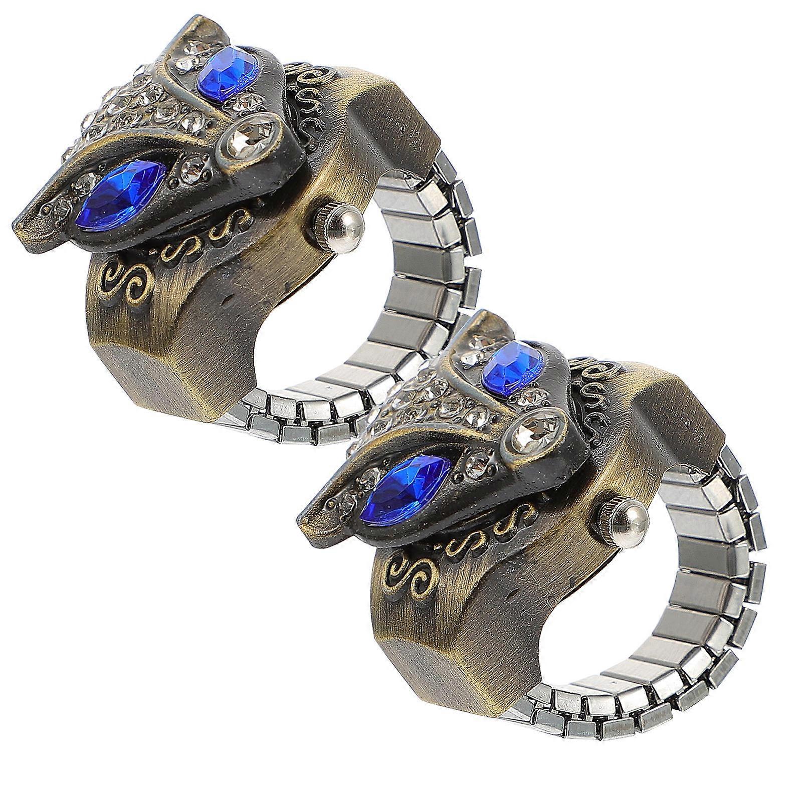 Casual Finger Watch Creative Ring Watch for Decoration 2Pcs