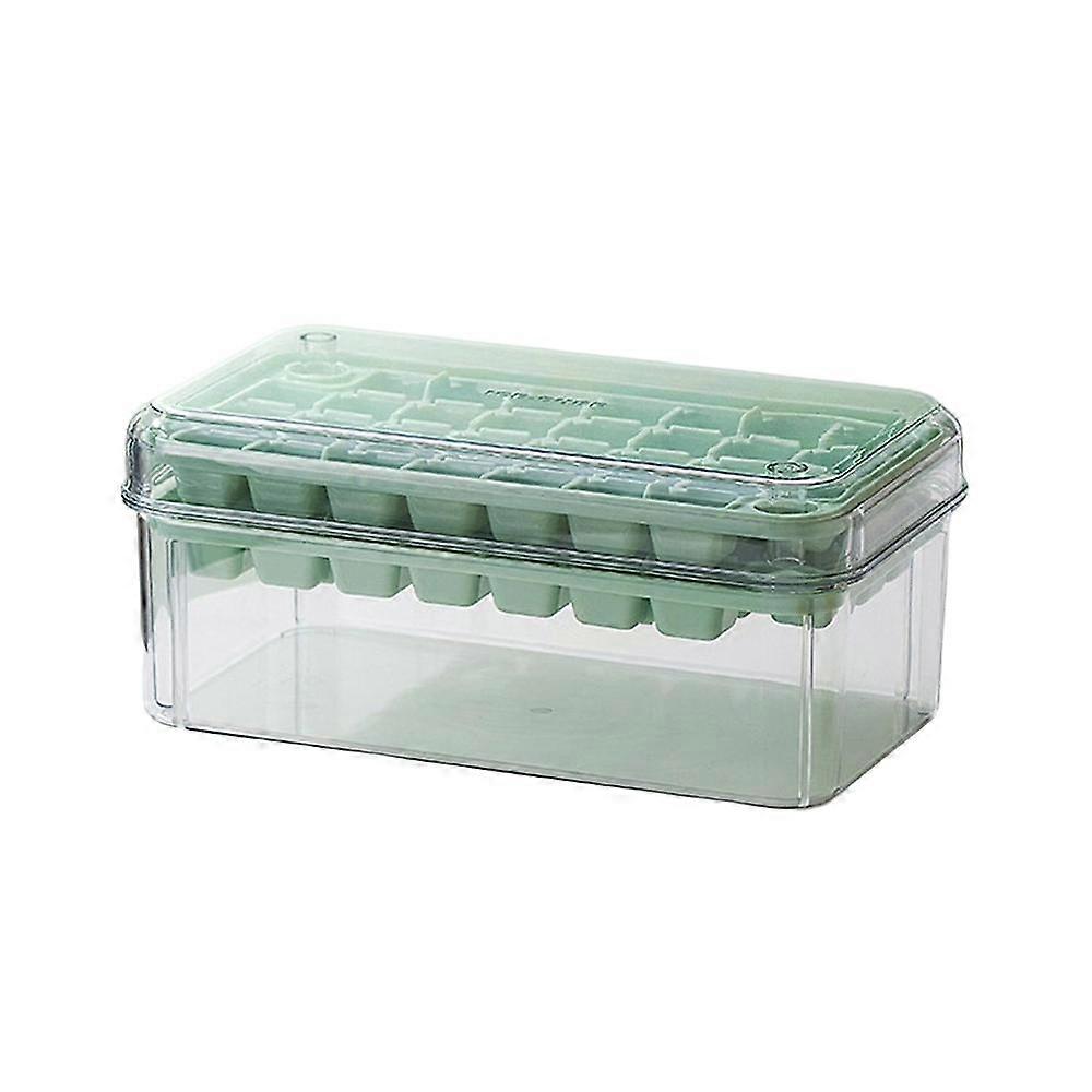 Double Layer Press-Type Ice Cube Mold with Storage Box and Spoon - Reusable, Easy Release for