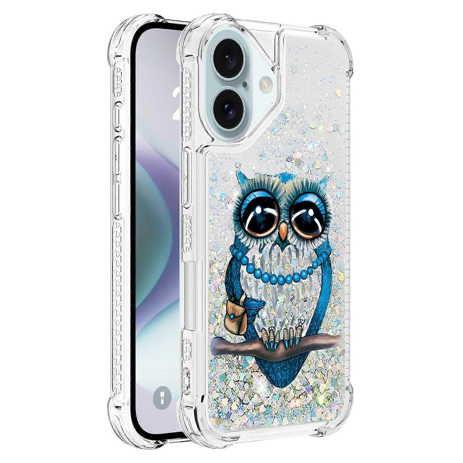 For iPhone 16 TPU Case with Quicksand and Pattern Printed