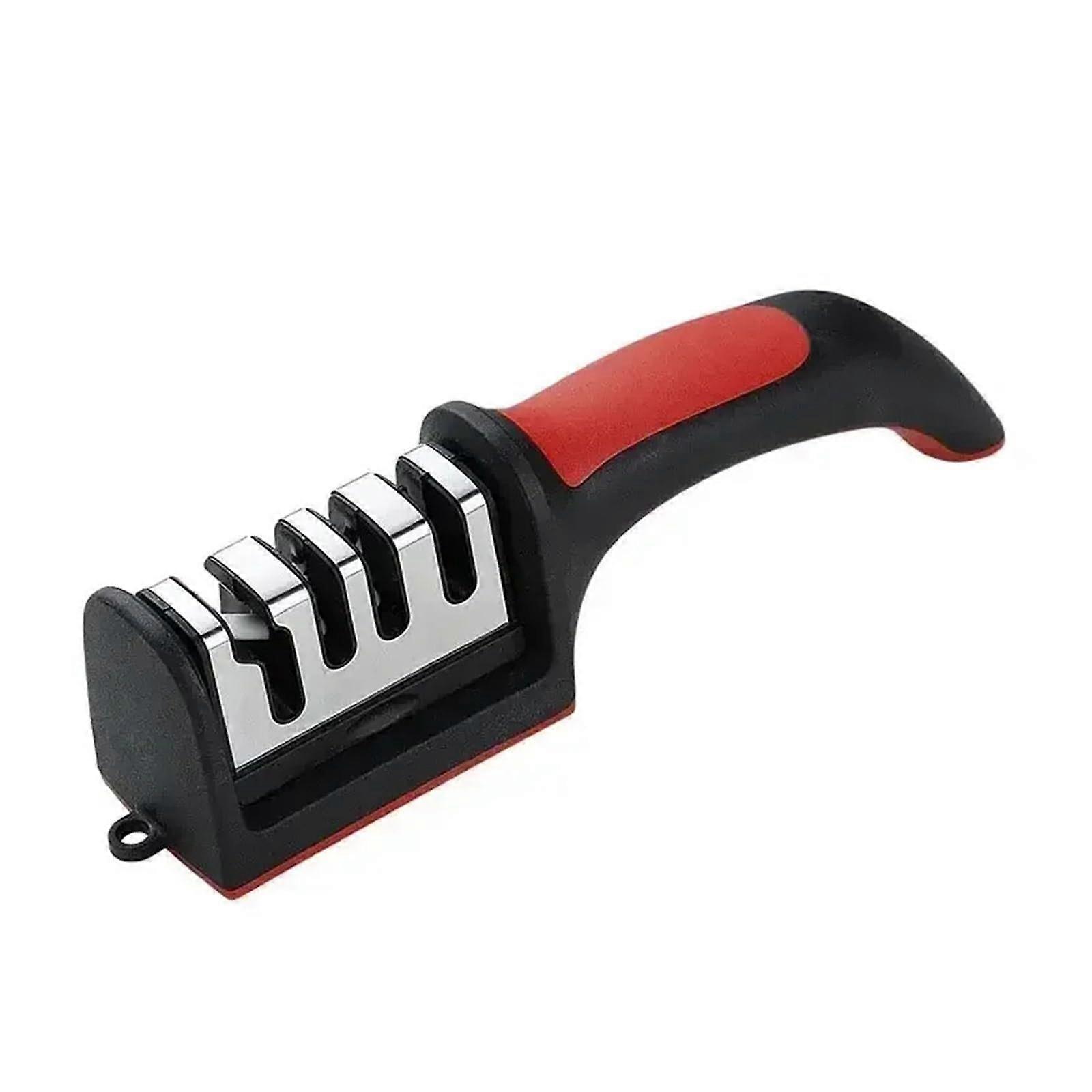 Kitchen Knife Sharpener with 4Segment MultiStage Sharpening Stone and Ergonomic Grip