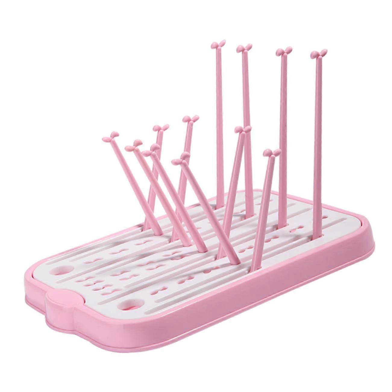 Foldable Baby Bottle Drying Rack with Flexible Branches and Removable Water Tray PP Material